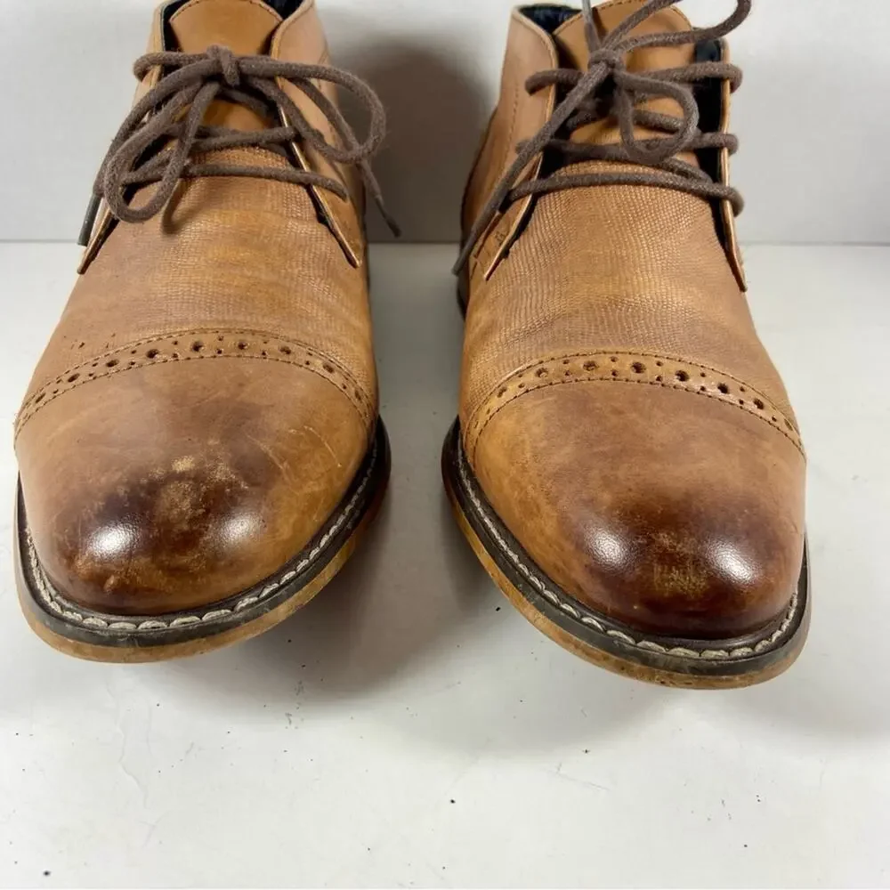 BAR III men’s tan leather lace up chukka Oxford boots classic dress shoes office
